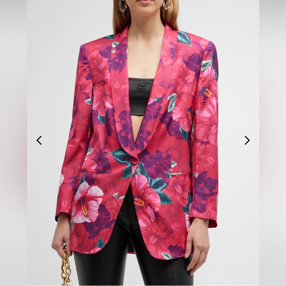 Pinko NWOT $645 pink floral blazer jacket S